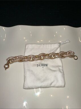 J. Crew Gold Crystal Pave Link Bracelet